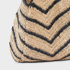 Chevron Woven Straw Tote Bag