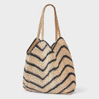 Chevron Woven Straw Tote Bag